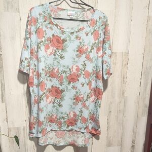 LuLaRoe Pink Rose 3/4 Sleeve Irma